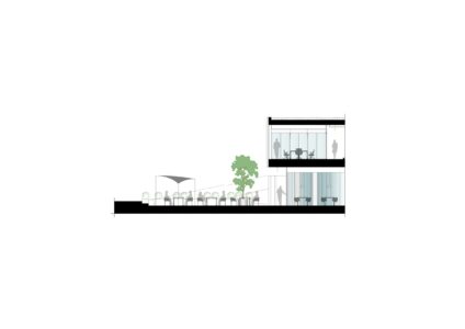Studio Archi2, progetto di restauro e riqualificazione ex Cartiere Burgo a San Mauro Torinese: sezione del ristorante