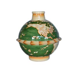 Mappamondo figurato, vaso sferico, H 32 cm, D 30 cm, maiolica, Società Ceramica Richard-Ginori, 1928-1930