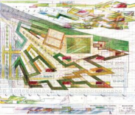 Amsterdam, Konigin Máximakazerne, Amsterdam Schiphol (© Zvi Hecker, disegno a mano dell'architetto)