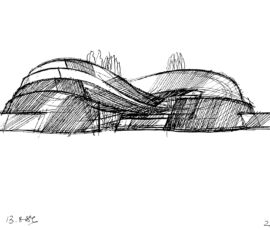 Museo dell'educazione e dell'arte. Palm Springs, USA, 1986 (© Zvi Hecker, progetto)