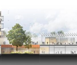 Una sezione della struttura ospedaliera e di ricerca (credits, © Mario Cucinella Architects)