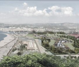 Rendering con ipotesi di riqualificazione del comparto ex Italsider a Bagnoli