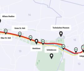 Tracciato Wiental Kanal e percorso metropolitana (© Wien Kanal-A. Steinberger ÖGL 2023)