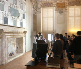 Gli studenti dell’Università di Bologna al lavoro su uno dei camini di palazzo Barbarano a Vicenza © Palladio Museum