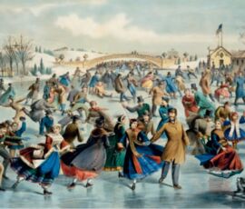 Central Park, Winter The Skating Pond, litografia da un dipinto di Charles Parsons, 1862 (© The Met)