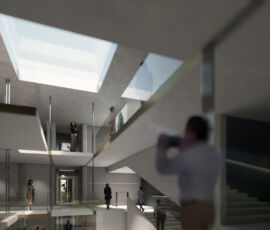 Render del progetto di rigenerazione, ex cotonificio Crespi d'Adda, studio De8 Architetti (© De8 Studio)