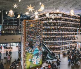 La Starfield Library presso il COEX mall, popolata a tutte le ore del giorno, Seuol (© Wikipedia commons, Gangnam)