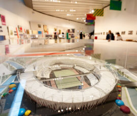 Allestimento di "Stadi. Architettura e mito", Maxxi, 2025 (© Pasqualini-Fucilla_MUSA)