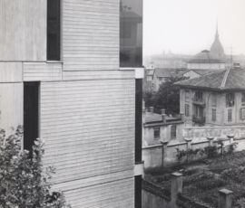 Casa Gribaudo, Torino, 1974. Dettaglio della facciata (©Archivio Andrea Bruno)